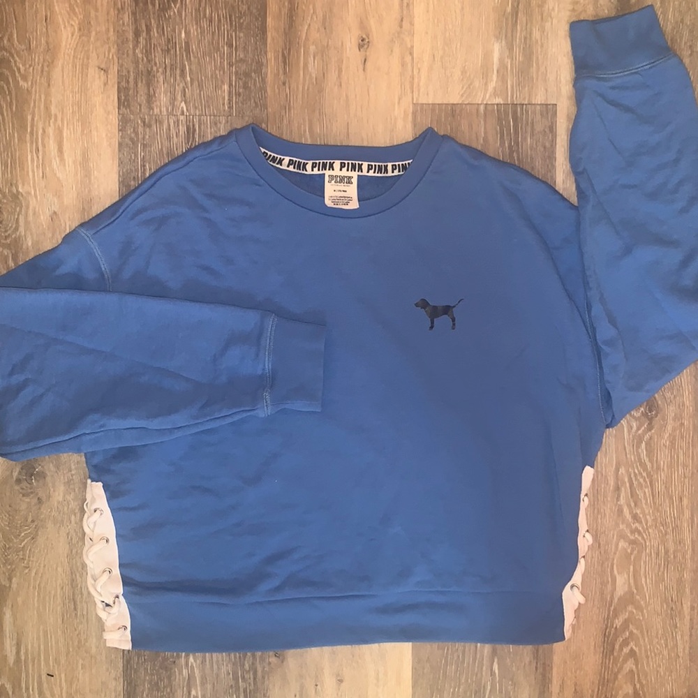 PINK Blue Cropped Sweater